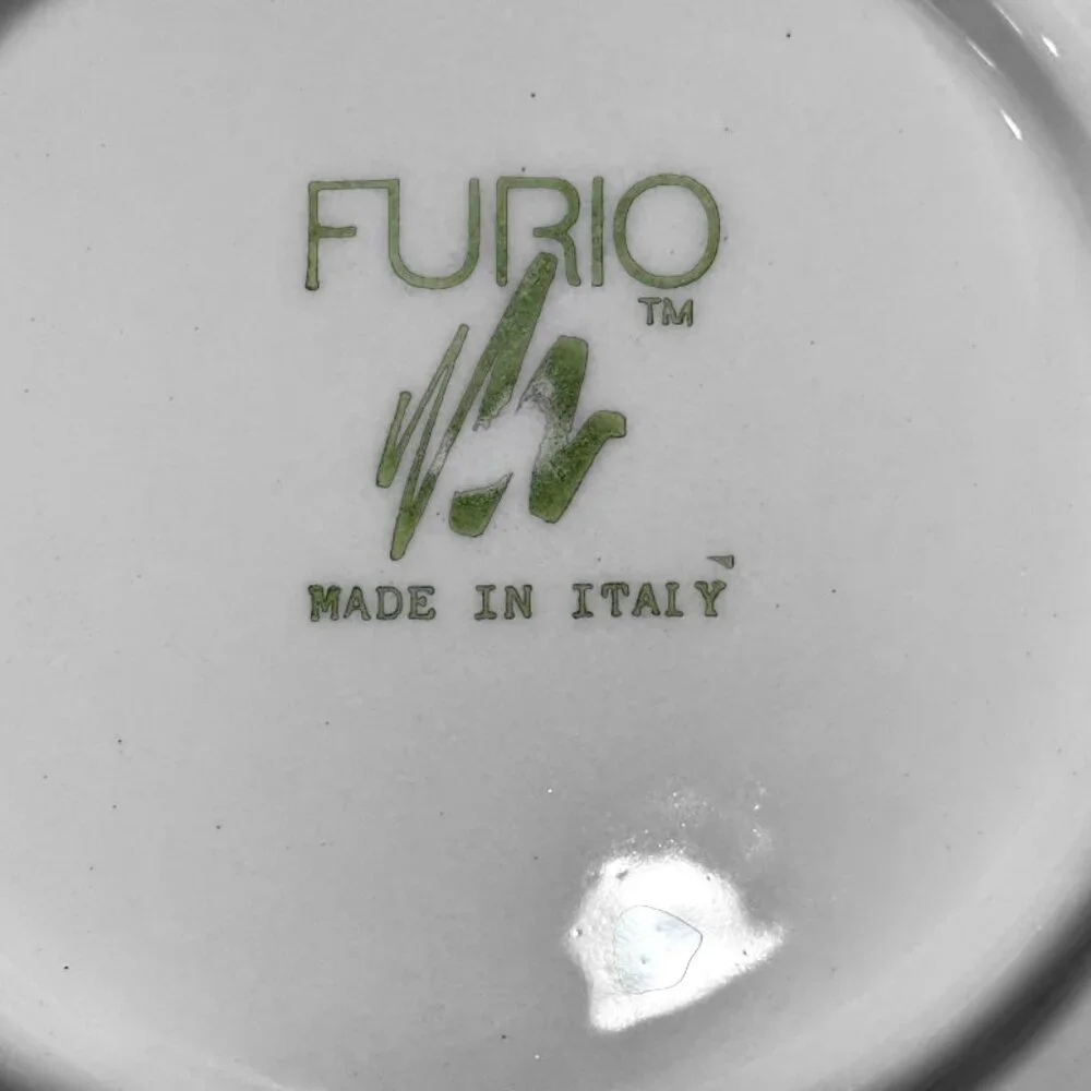 Furio Stoneware Orange Swirl Salad Plates Set of 3 Made in Italy 8 Inch Vintage
